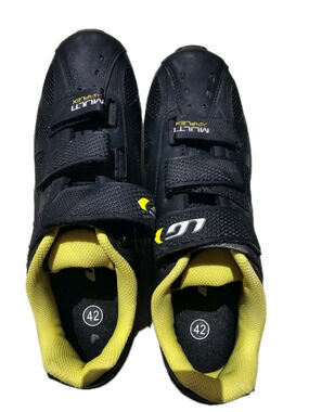 Louis Garneau Multi Air Flex Cycling Shoes EU 42 Black Yellow 3 Strap Road Bike